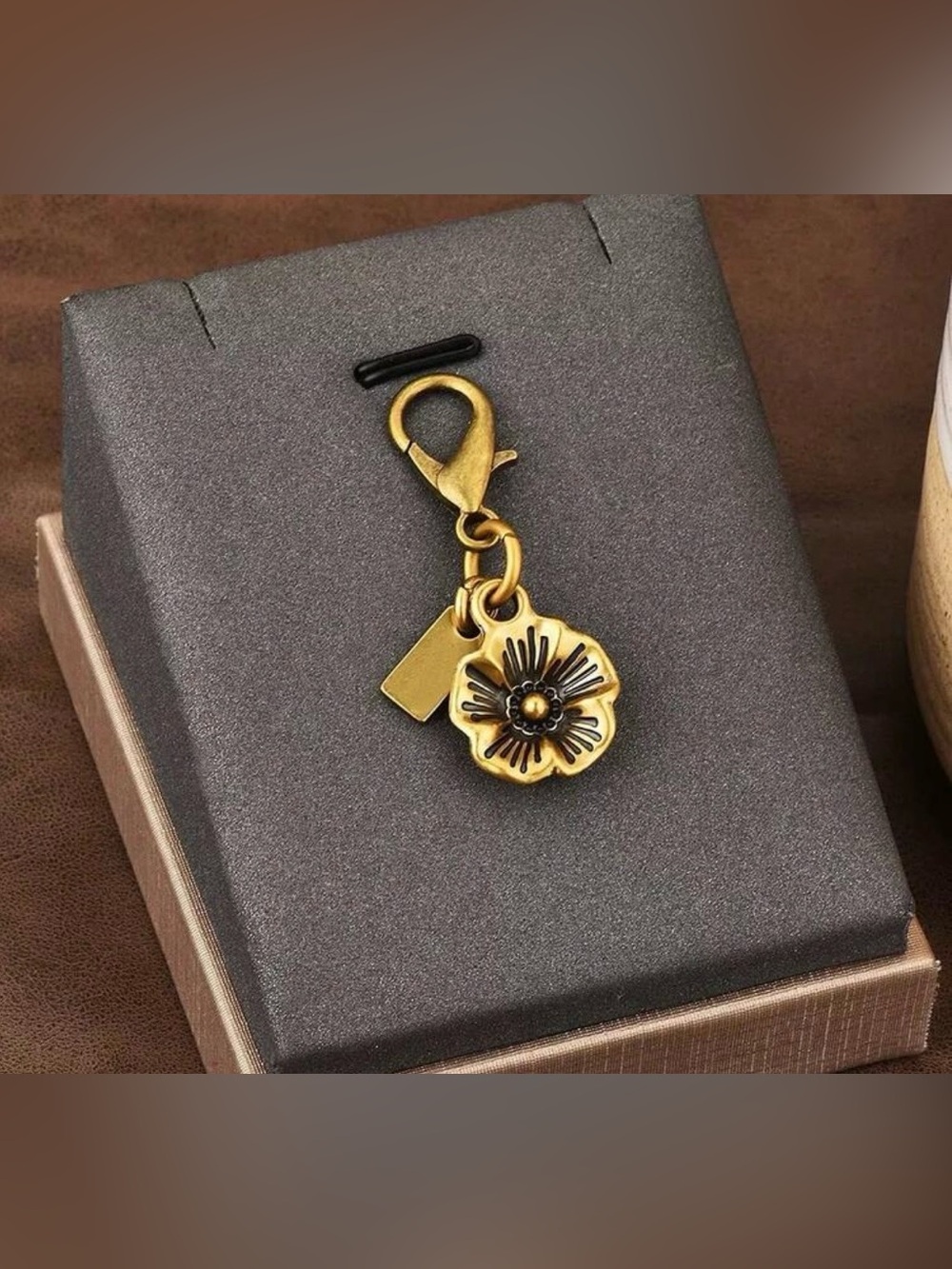 NWT Designer Inspired | Gold-Tone Flower Keychain | Bag Charm